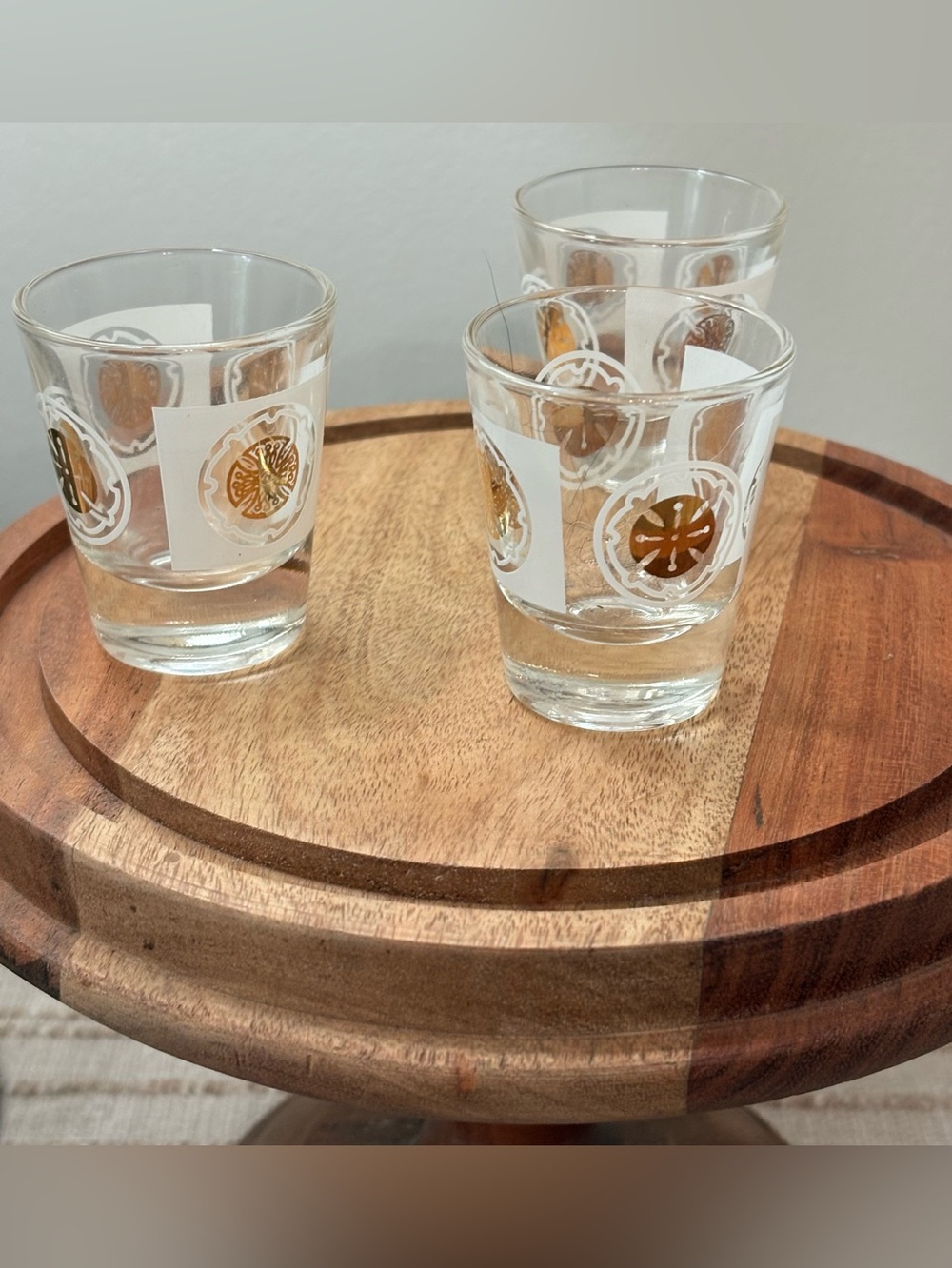 MCM Vintage gold medallion  shot glasses